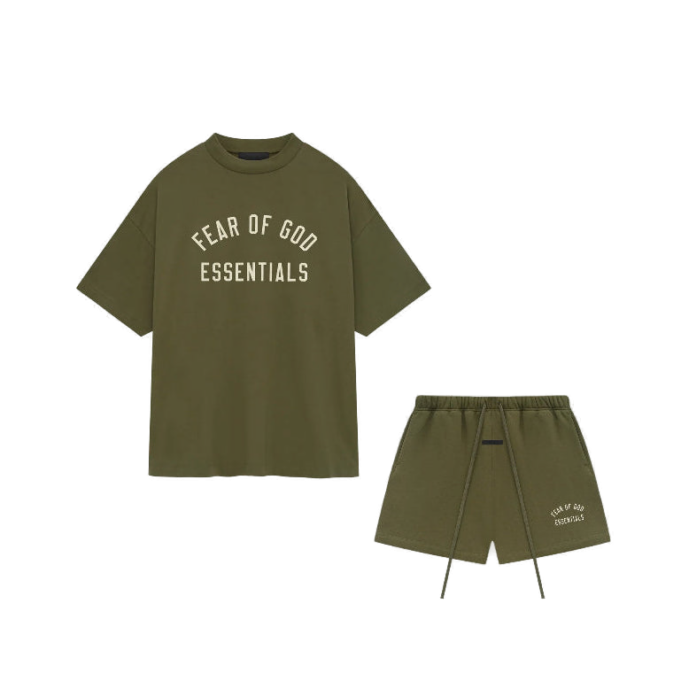 FEAR OF GOD FW24 ESSENTIALS 'MILITARY GREEN' SHORT SET