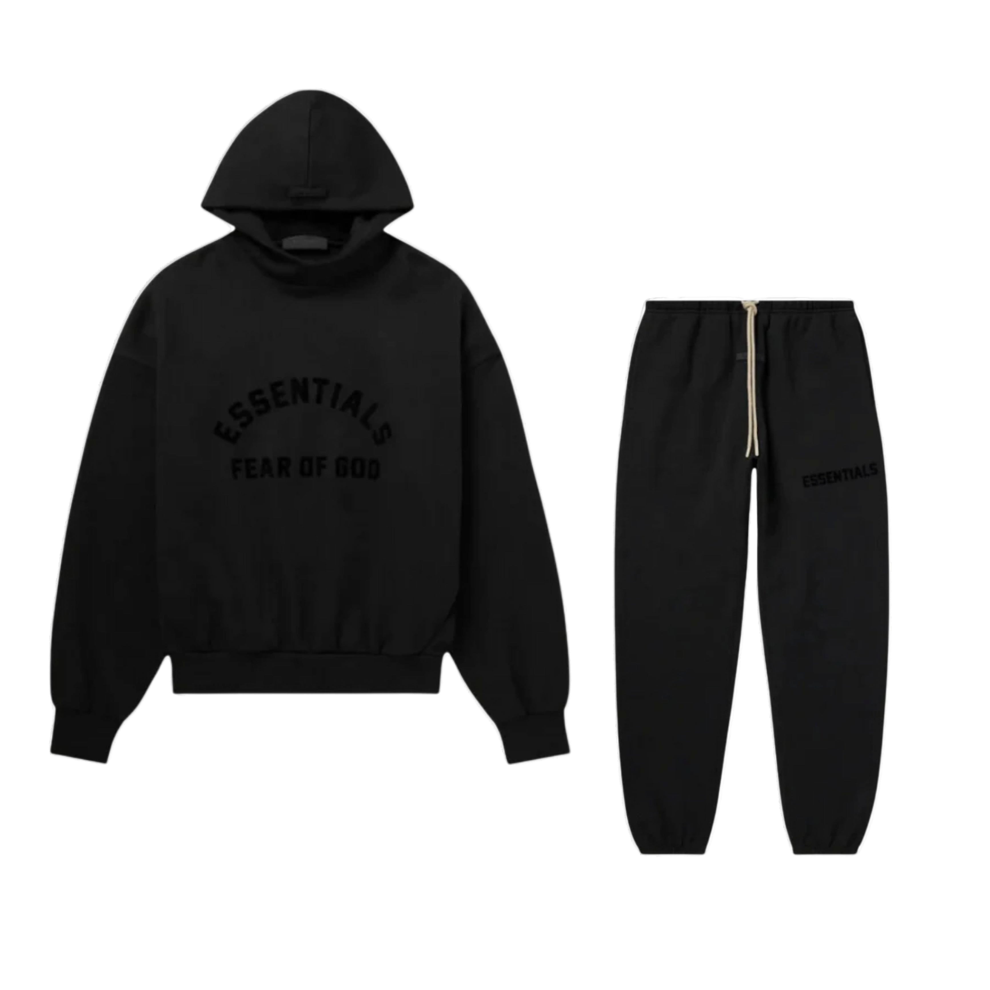 FEAR OF GOD ESSENTIALS 'JET BLACK' TRACKSUIT