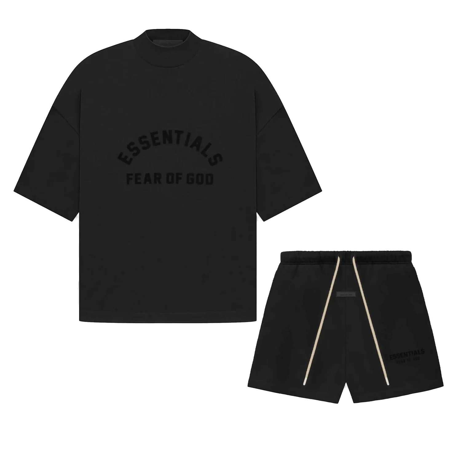 FEAR OF GOD ESSENTIALS 'JET BLACK' SHORT SET