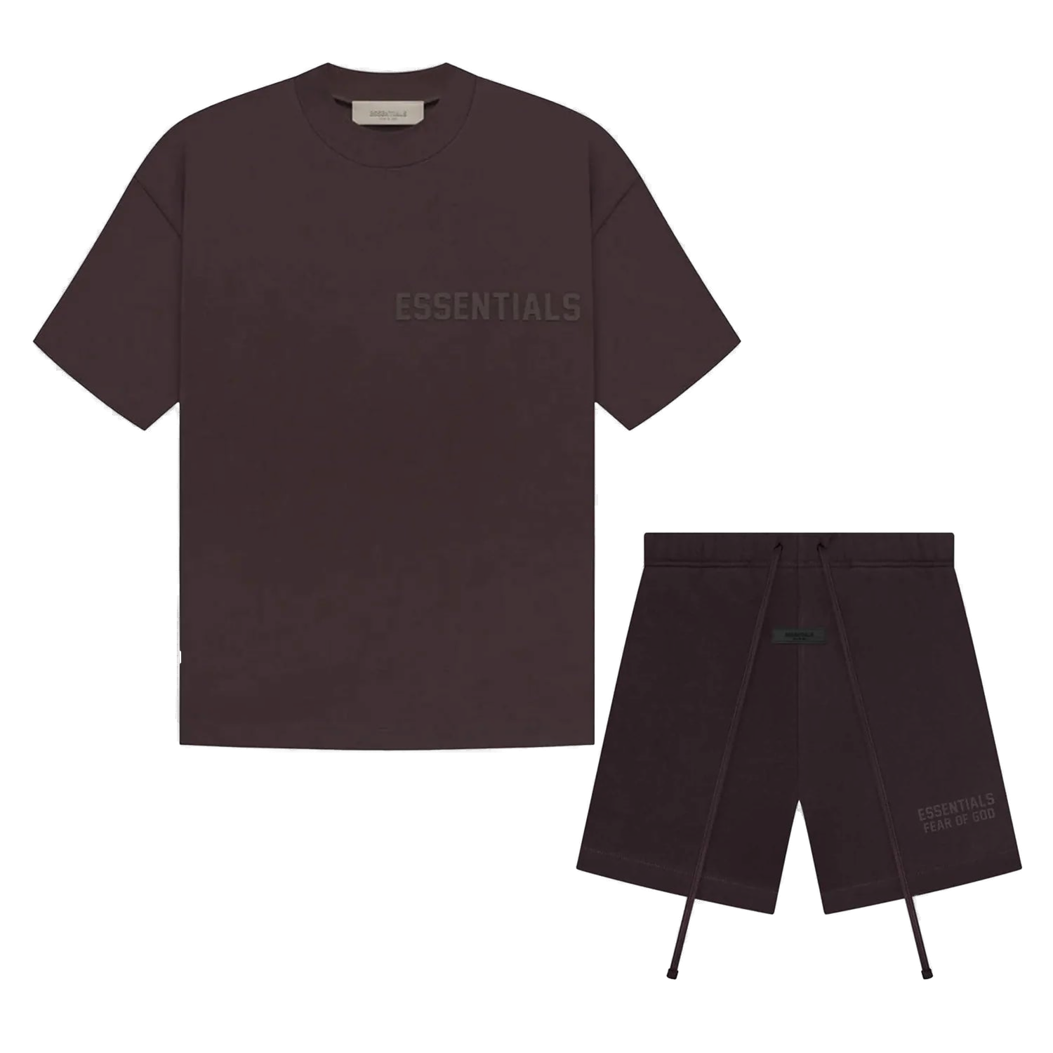 FEAR OF GOD ESSENTIALS 'PLUM' SHORT SET