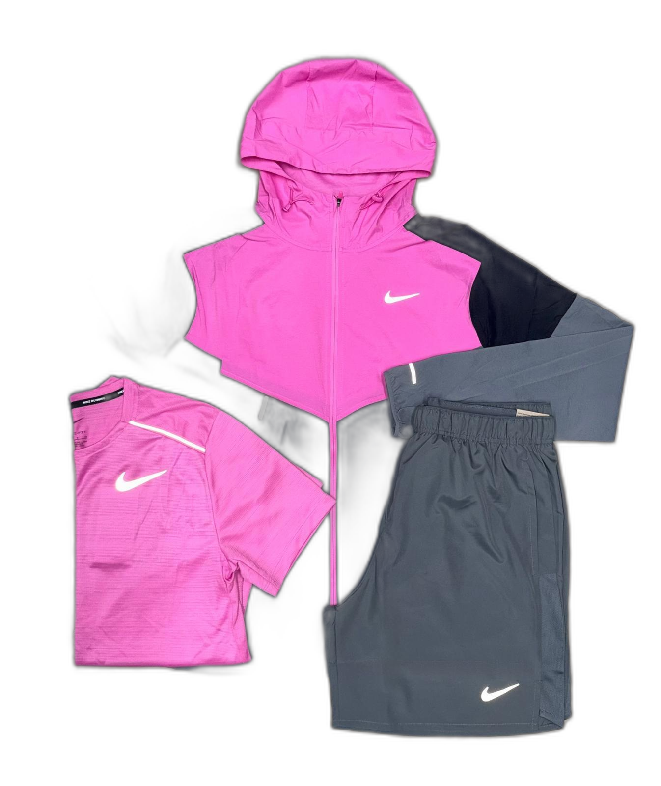 Nike Pink Miler & Grey Windrunner 3 Piece