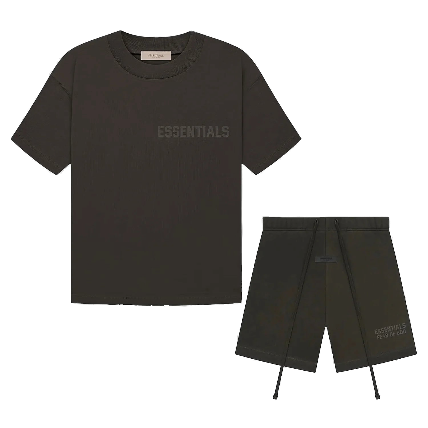 FEAR OF GOD ESSENTIALS 'OFF BLACK' SHORT SET